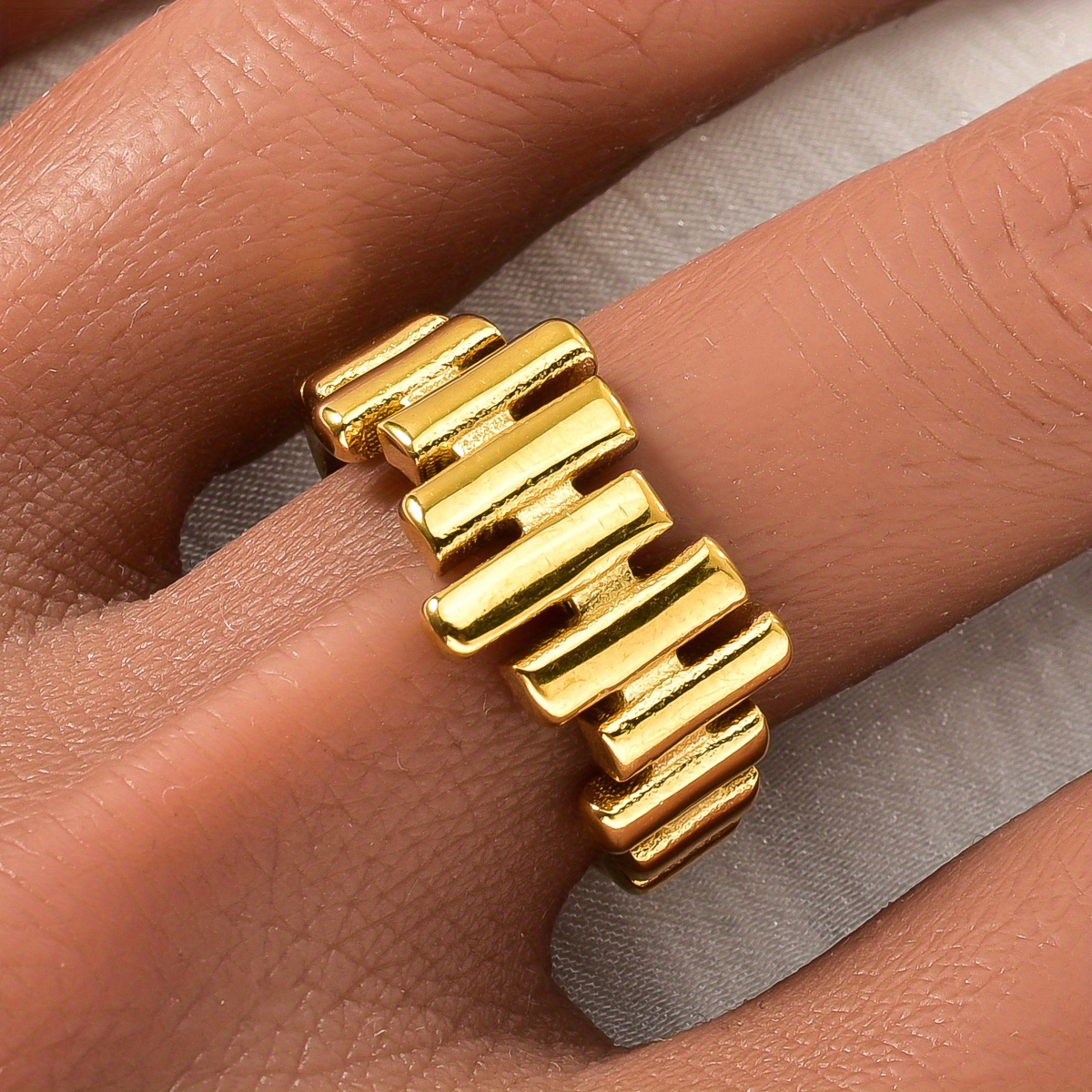 ZEADEAR Geometric Open Ring Golden Hip Hop Style Unisex Jewelry